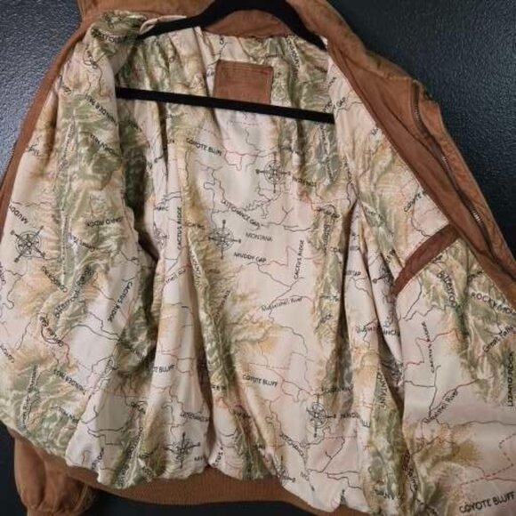 Vintage 90s Marlboro Suede Leather Bomber Jacket Mens L Rugged Distressed - Picture 10 of 16